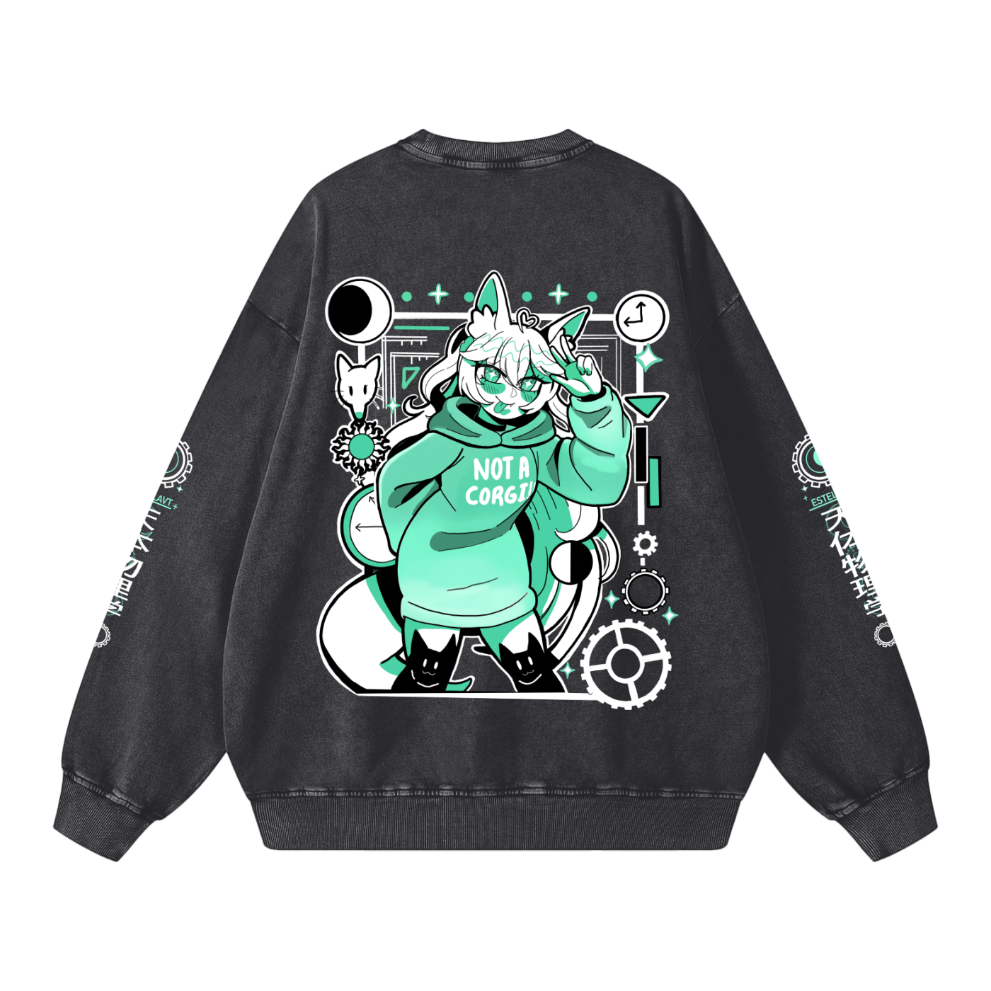 'Not a Corgi' Snow Washed Oversized Sweatshirt